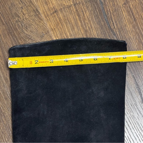 Elegant Black Knee-High suede with leather trim Women's Boots size 10 - Picture 3 of 10